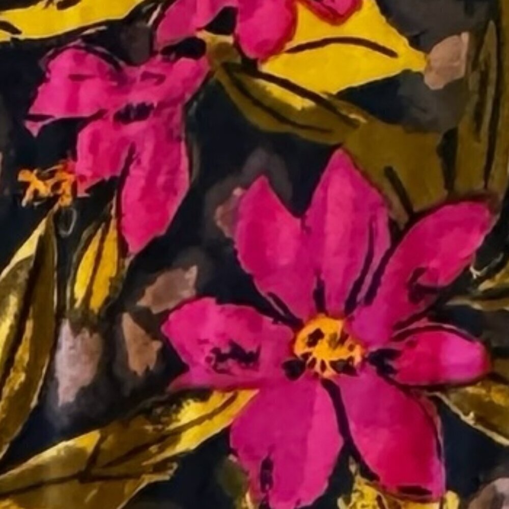 LA CERA Tee Shirt Midi Dress Dark Floral Cotton Knit Scoop Neck Side Pockets L - Picture 2 of 7